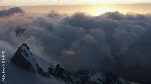Aerial view Mount Moran summit Grand Tetons USA
