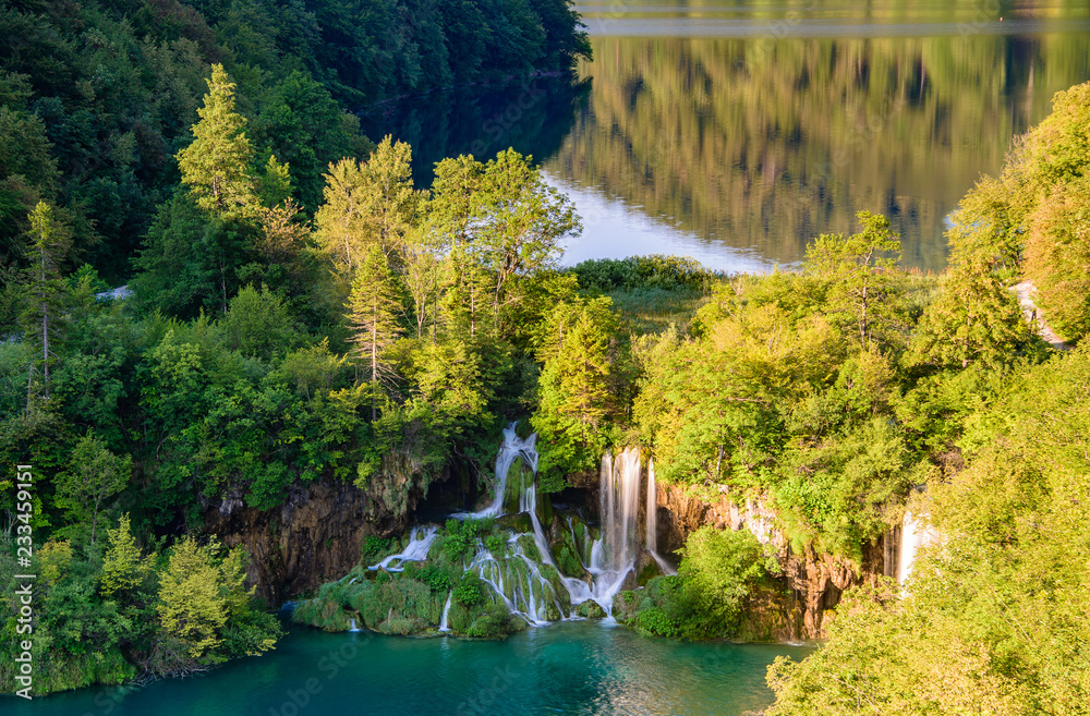 View of Plitvice waterfall
