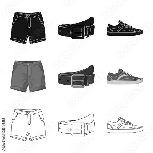 Vector design of man and clothing sign. Set of man and wear stock vector illustration.