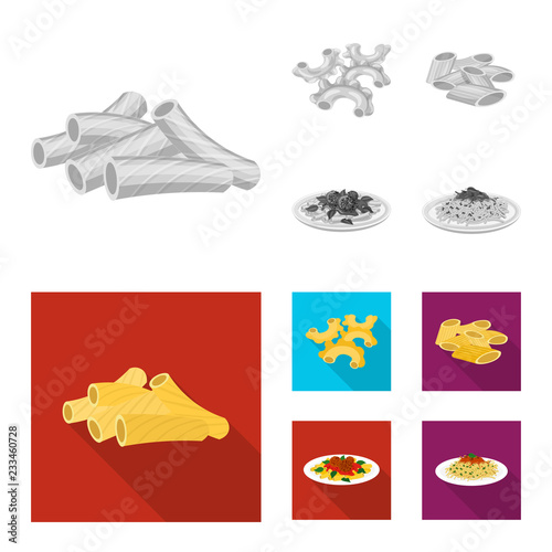 Vector design of pasta and carbohydrate logo. Collection of pasta and macaroni vector icon for stock.