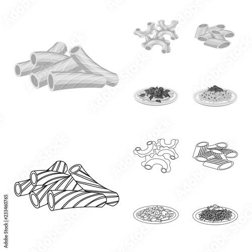 Isolated object of pasta and carbohydrate icon. Collection of pasta and macaroni stock vector illustration.