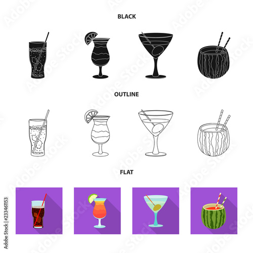 Isolated object of drink and bar logo. Collection of drink and party vector icon for stock.