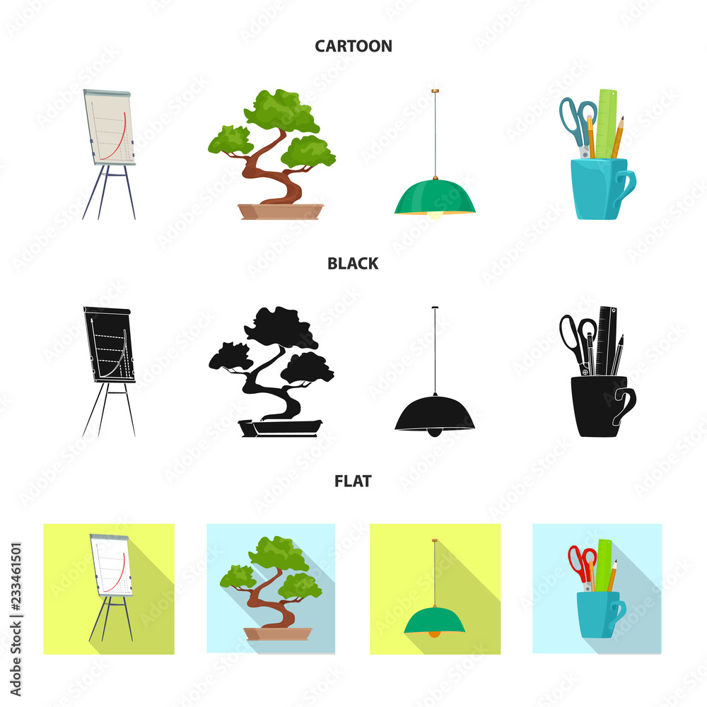 Vector illustration of furniture and work sign. Set of furniture and home vector icon for stock. Vector illustration of furniture and work sign. Set of furniture and home vector icon for stock.