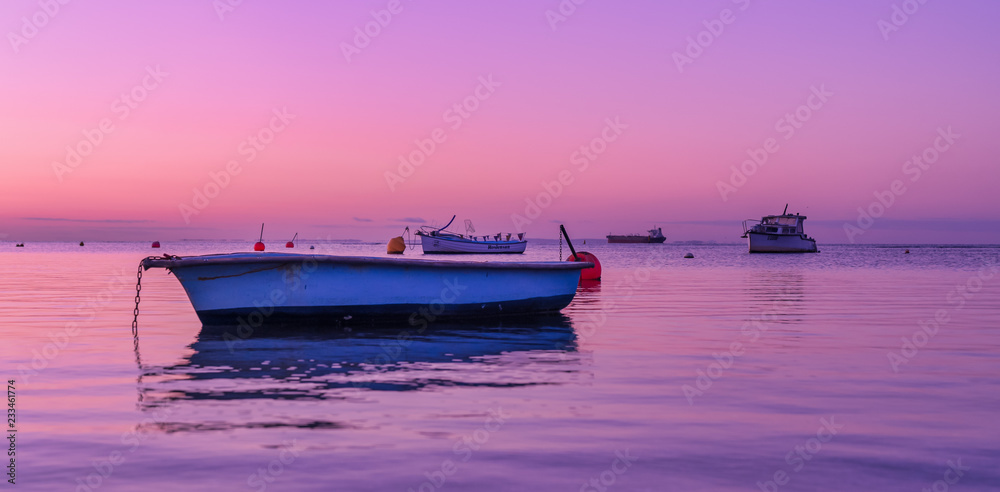 Naklejka premium Boats at Dusk