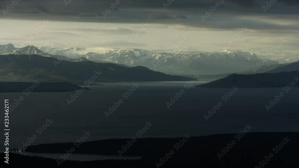 Aerial sunrise view Grand Teton mountain range USA Aerial sunrise view Grand Teton mountain range USA