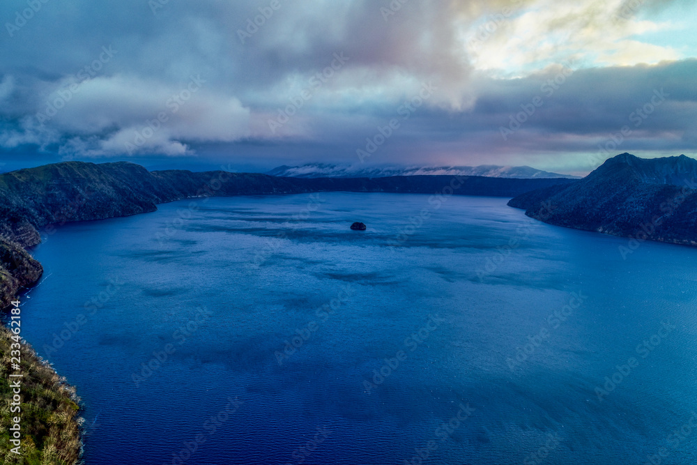 摩周湖の空撮 摩周湖の空撮