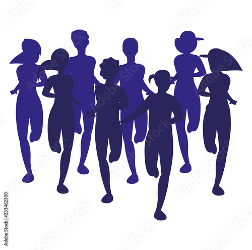 People silhouettes running design