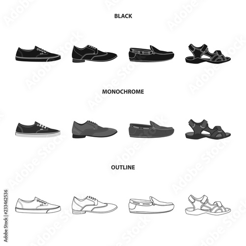 Vector design of shoe and footwear sign. Collection of shoe and foot stock vector illustration.