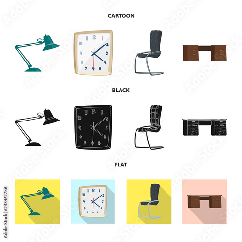 Isolated object of furniture and work sign. Collection of furniture and home stock symbol for web.