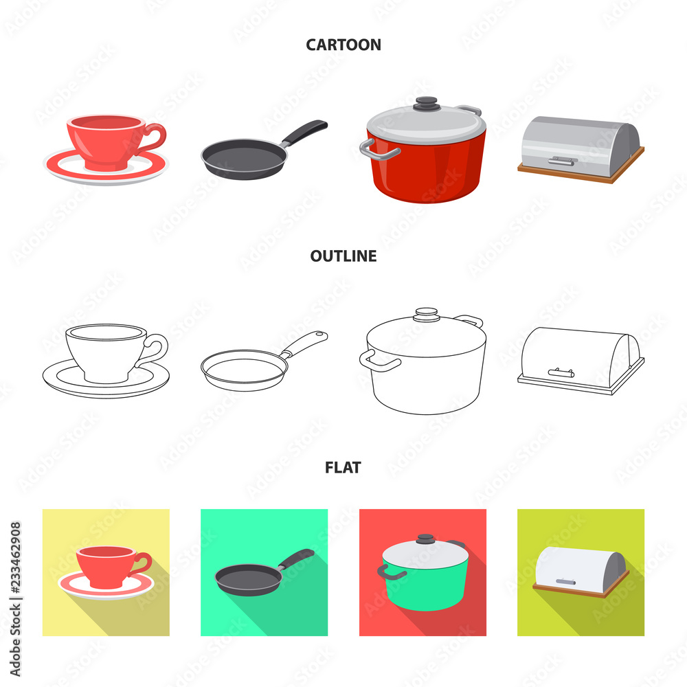Isolated object of kitchen and cook symbol. Collection of kitchen and appliance vector icon for stock.