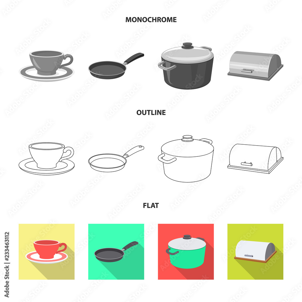 Obraz premium Isolated object of kitchen and cook sign. Collection of kitchen and appliance vector icon for stock.