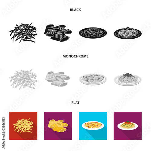 Vector design of pasta and carbohydrate icon. Collection of pasta and macaroni stock symbol for web.