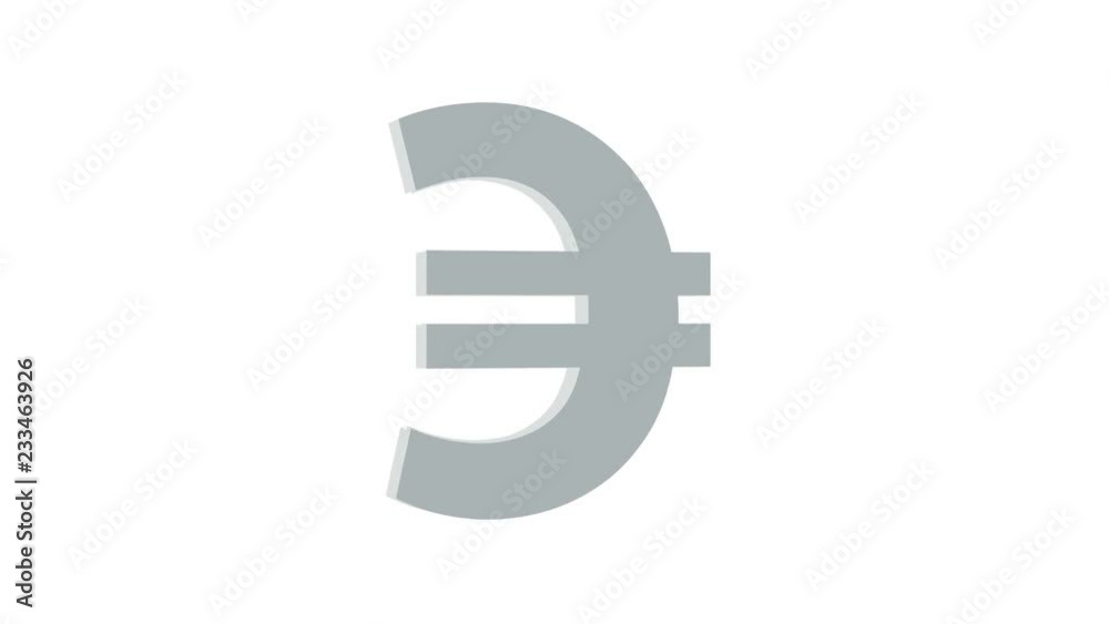 Animated currency silver euro color rotates on a white background Animated currency silver euro color rotates on a white background