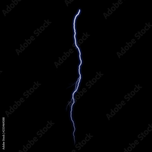 Isolated violet thunderstorm on the black background, lighting effect for photos and artworks.Overlay for photos.