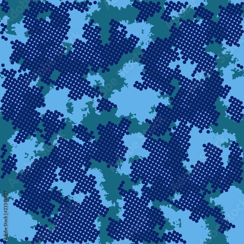 Fashion camo. Colorful camouflage vector pattern. Seamless fabric design