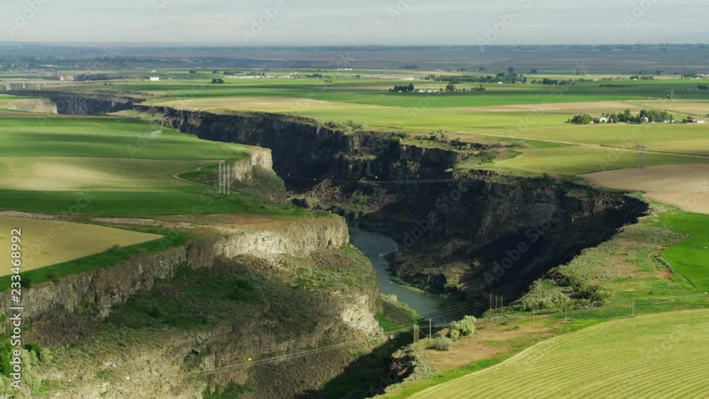 Aerial view Snake River canyon agriculture Idaho USA Aerial view Snake River canyon agriculture Idaho USA