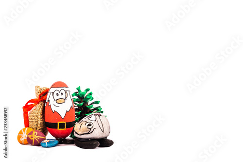 Christmas Santa and his Reindeer on white background