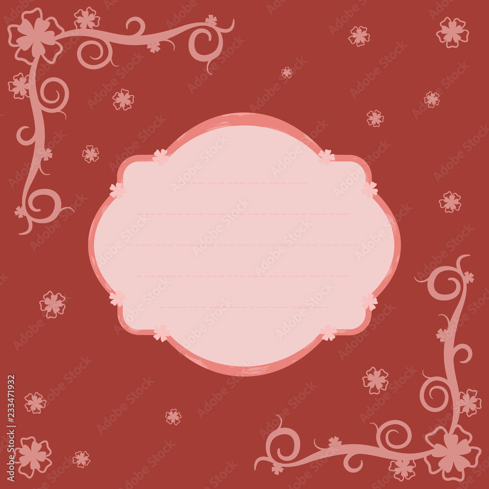 vector card for text with frame in corners on red background. eps8