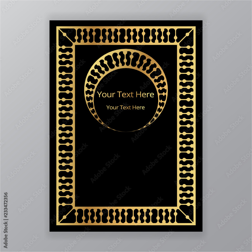Golden black neo classic ornate in template, art deco and art nuvo,  luxury backgorund for web and print gatsby style