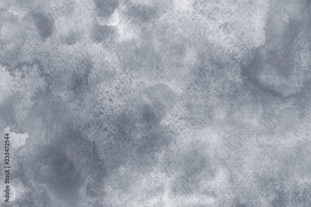 Silver watercolor background on white paper. Paint leaks and ombre effects. Silver watercolor background on white paper. Paint leaks and ombre effects.