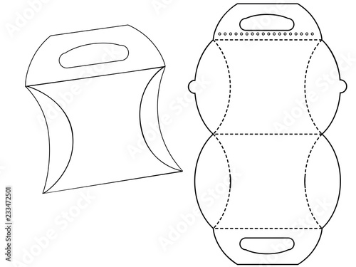 Cardboard box bonbonniere. White Cardboard Carry Box Bag Packaging, Isolated On White Background. Die-stamping, Ready For Your Design