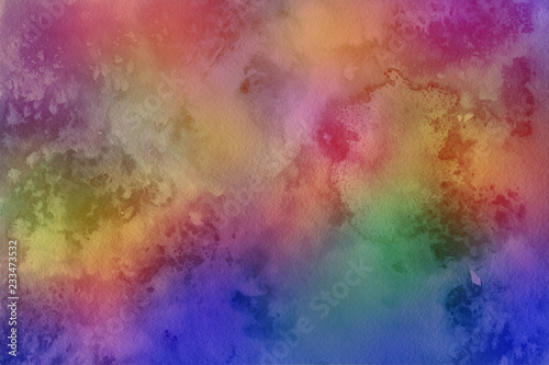 Colorful watercolor paper textures on white background. Chaotic abstract organic design. 