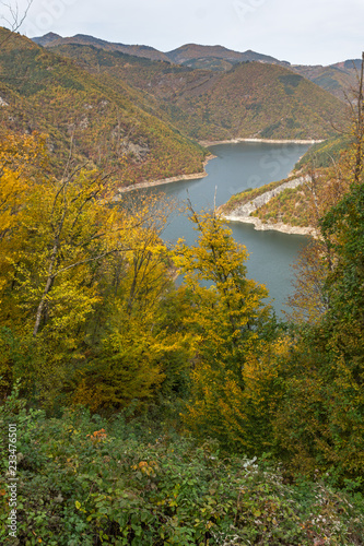 Fototapeta Naklejka Na Ścianę i Meble -  Amazing Autumn Landscape of Tsankov kamak Reservoir, Smolyan Region, Bulgaria