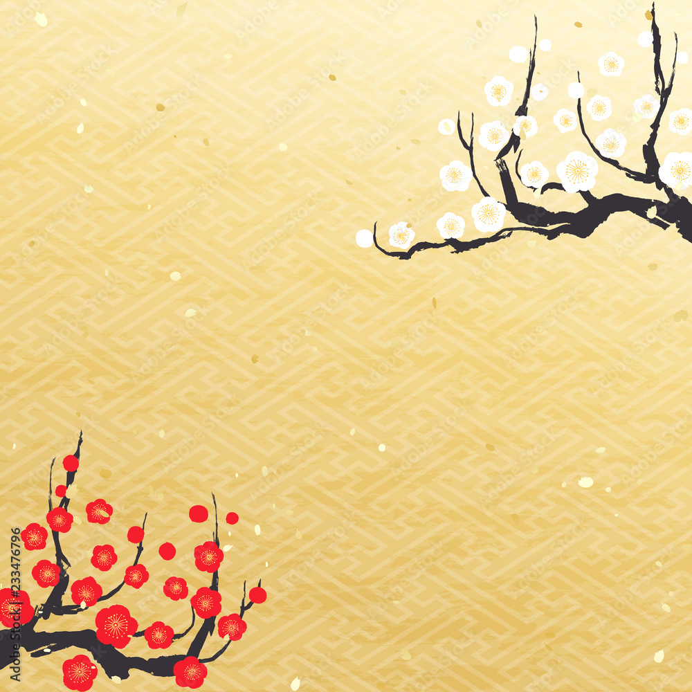 新年紅白梅背景stock Vector Adobe Stock 新年紅白梅背景stock Vector Adobe Stock