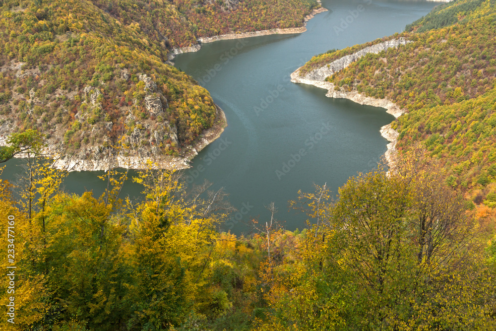 Amazing Autumn Landscape of Tsankov kamak Reservoir, Smolyan Region, Bulgaria