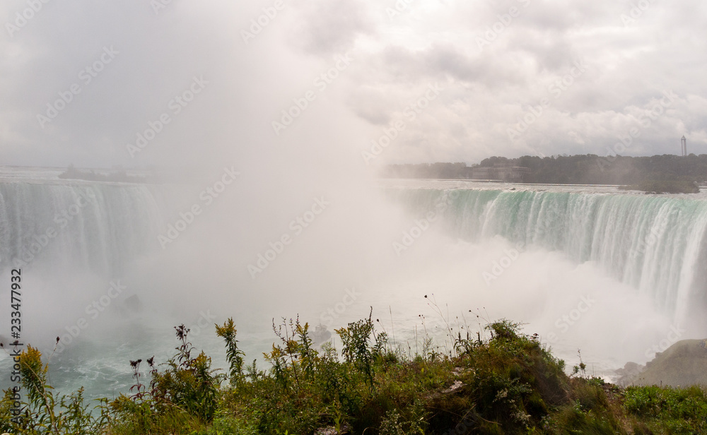 Niagara Falls: Horseshoe falls with mist Niagara Falls: Horseshoe falls with mist
