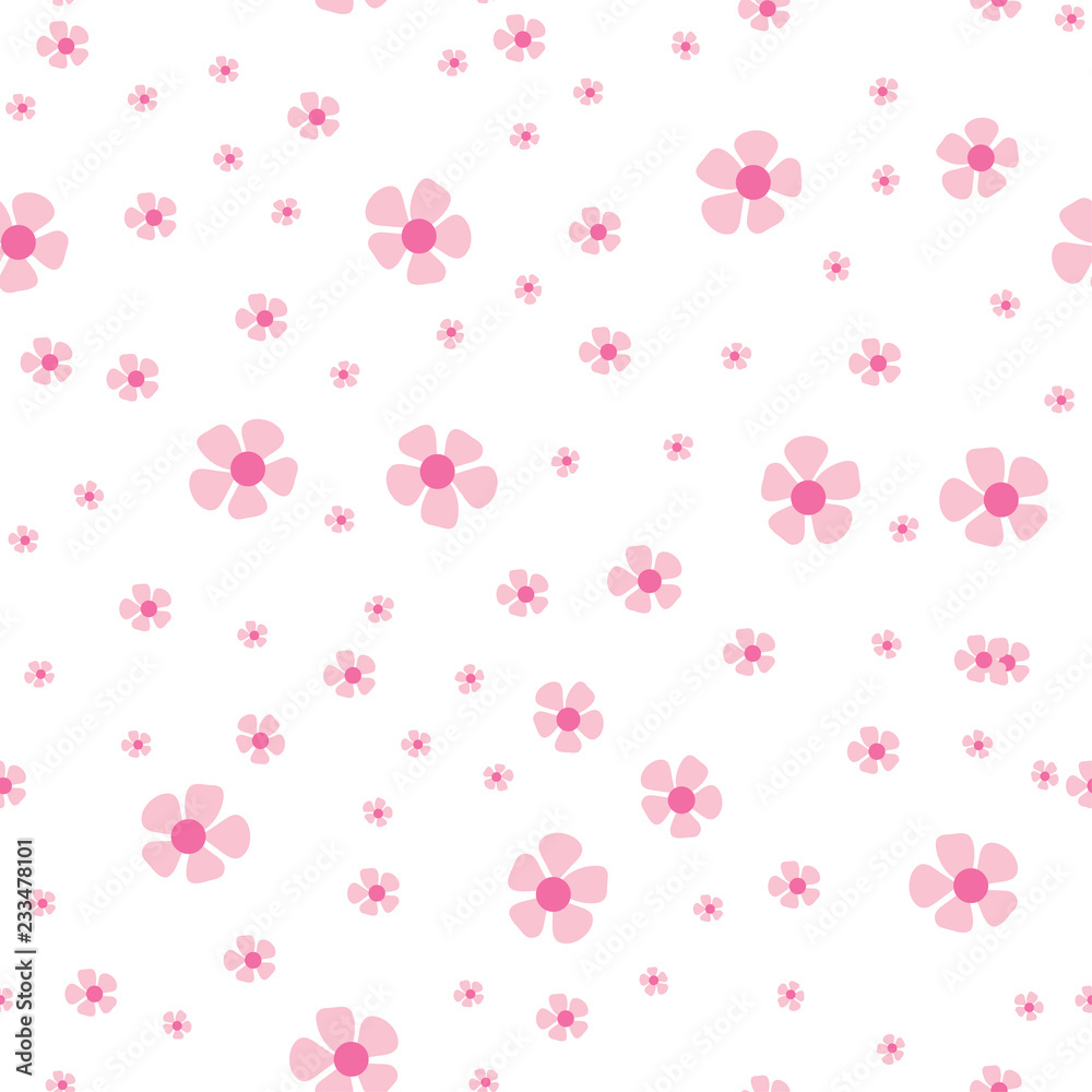 Seamless pattern with small pink flowers