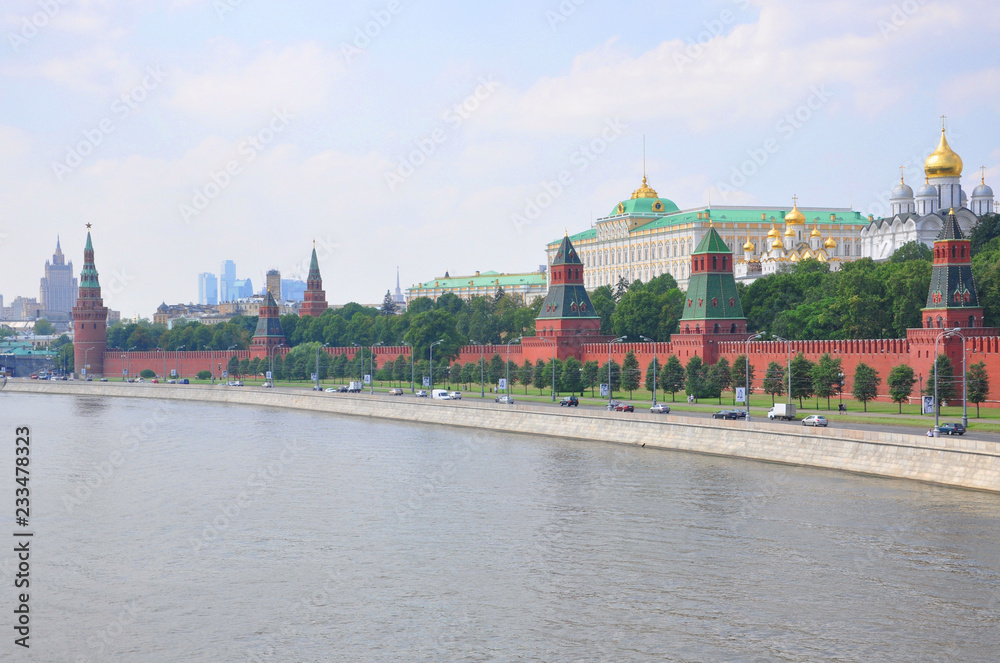 A view to Kremlin from Moscow river, Moscow, Russia