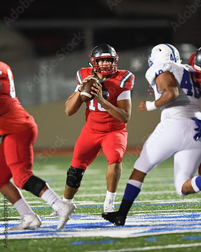 Fényképezés Football Quarterback making plays during a football game