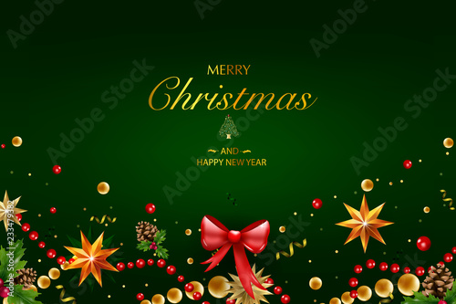 Wallpaper Mural Christmas card with a composition of festive elements such as gold star Torontodigital.ca