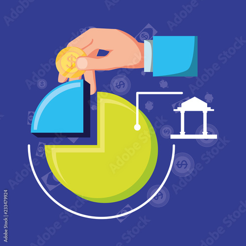 statistical graphics with set icons economy finance