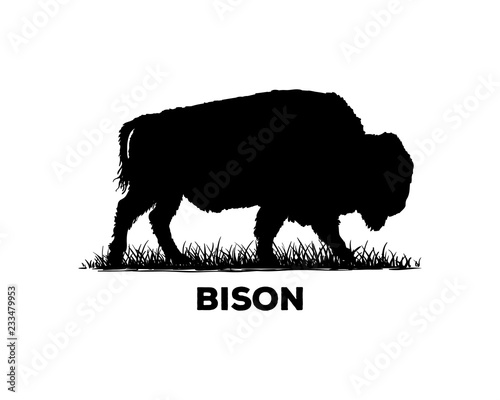 Silhouette Vector Black Bison Sign Symbol Icon Animal Livestock Logo Template Design Inspiration