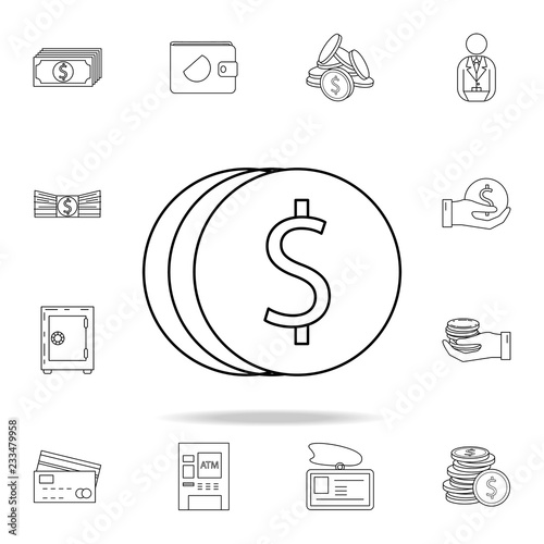 coinage icon. Outline set of banking icons. Premium quality graphic design icon. One of the collection icons for websites, web design, mobile app