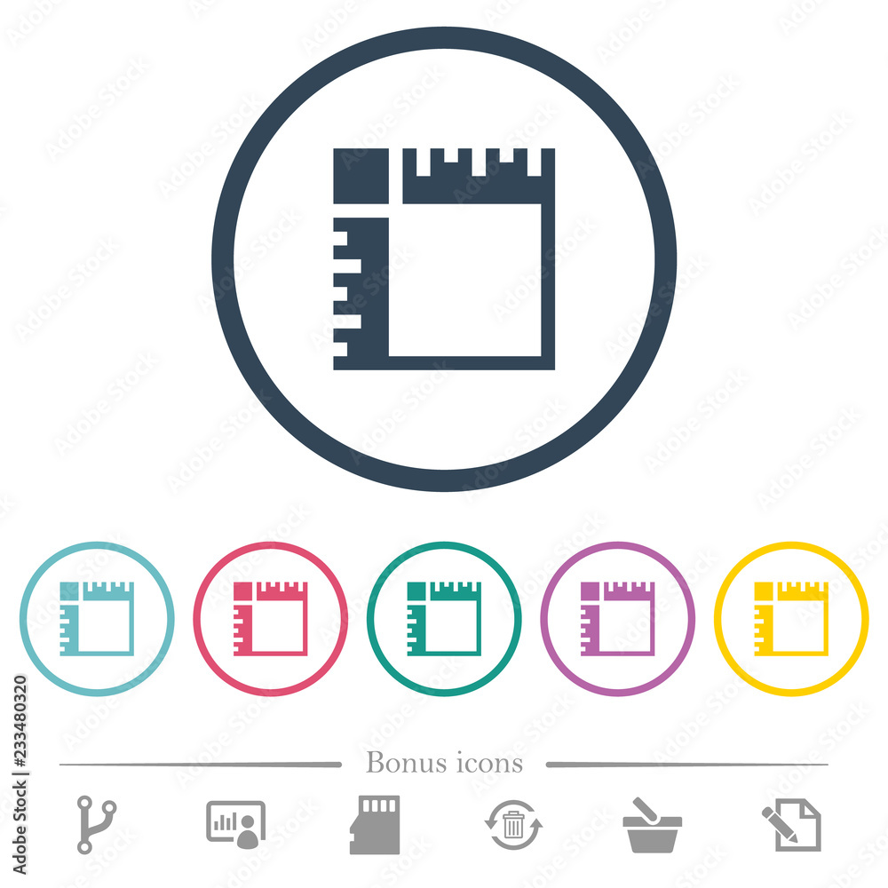 Canvas rulers flat color icons in round outlines Canvas rulers flat color icons in round outlines