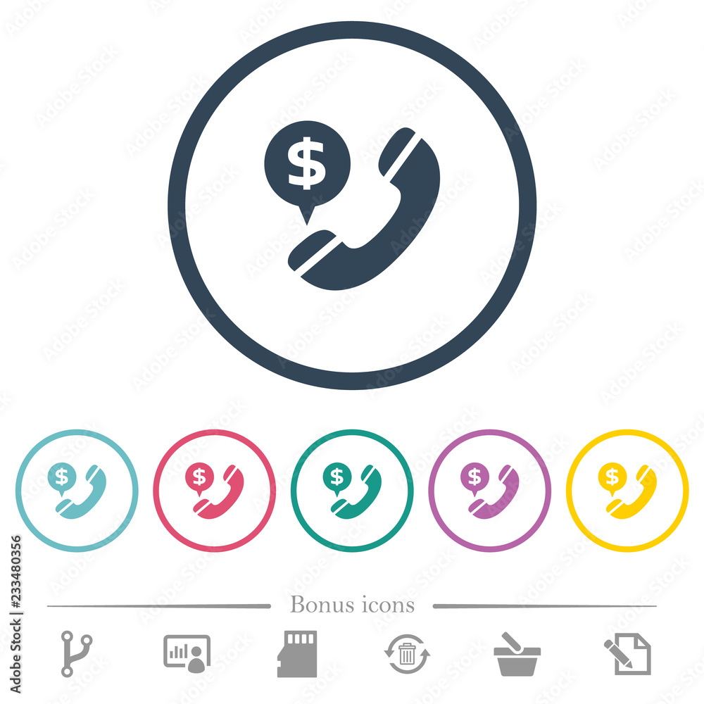 Dollar commercial call flat color icons in round outlines Dollar commercial call flat color icons in round outlines