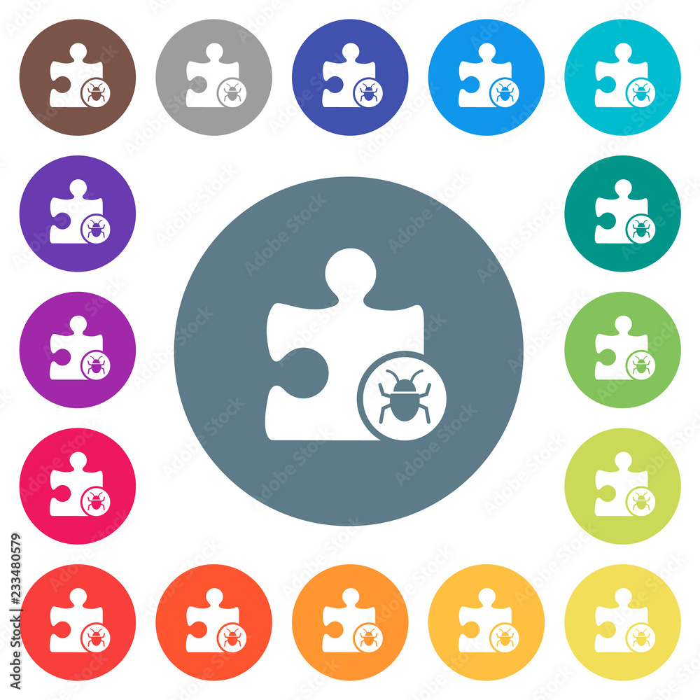 Plugin bug flat white icons on round color backgrounds Plugin bug flat white icons on round color backgrounds