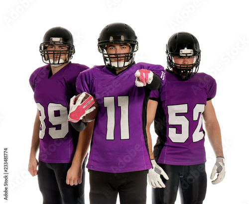 American football players in uniform on white background © New Africa