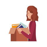young woman with cardboard box avatar character