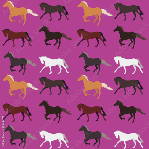 Seamless horse pattern on a purple background