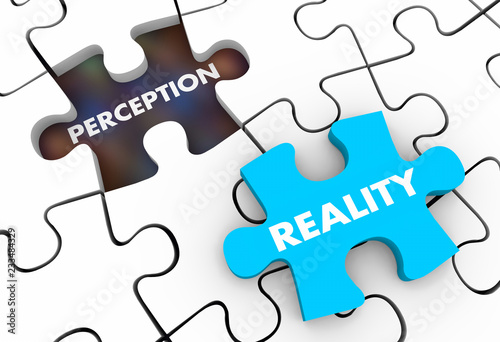 Perception Vs Reality Puzzle Pieces 3d Illustration photo