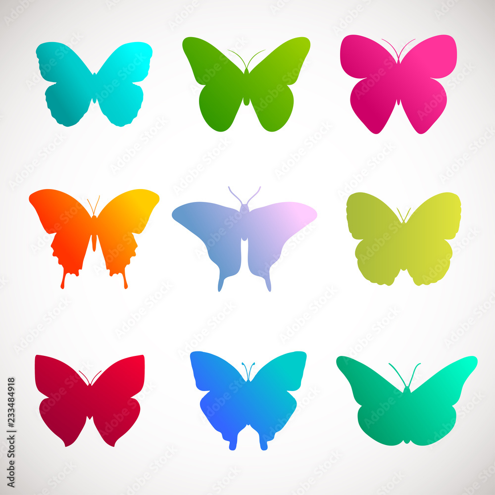 Vector collection of butterflies.
