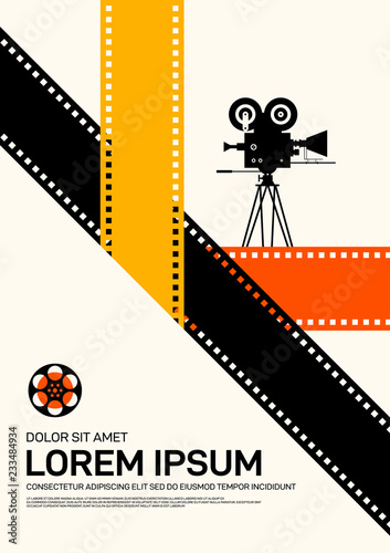 Movie and film poster design template background modern vintage retro style