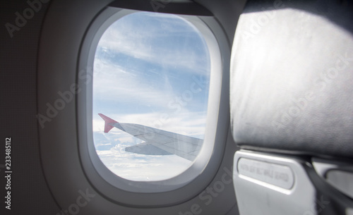 window at flying airplane