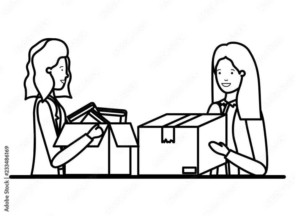 young women with cardboard box avatar character