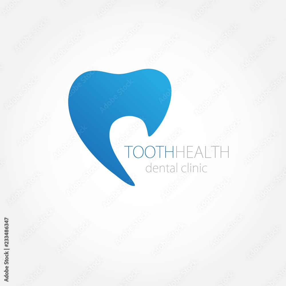 Dental clinic logo with blue tooth icon. Dental clinic logo with blue tooth icon.
