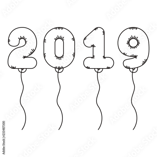 balloons with the number 2019 isolated icon
